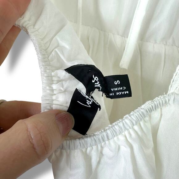 Lulus NWOT Marvelous Time White Ruffled Open Back Empire A-Line Mini Dress Small - Picture 6 of 11
